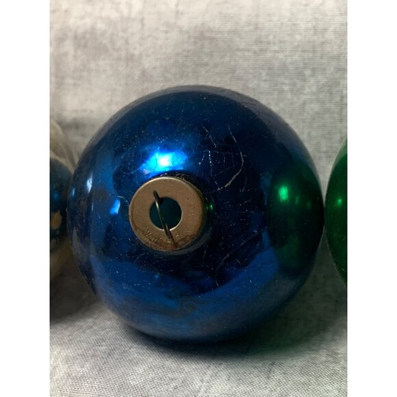 Vintage Glass Christmas Ornaments Set 14 Assorted Metallic Shine Unique Designs - Picture 12 of 12